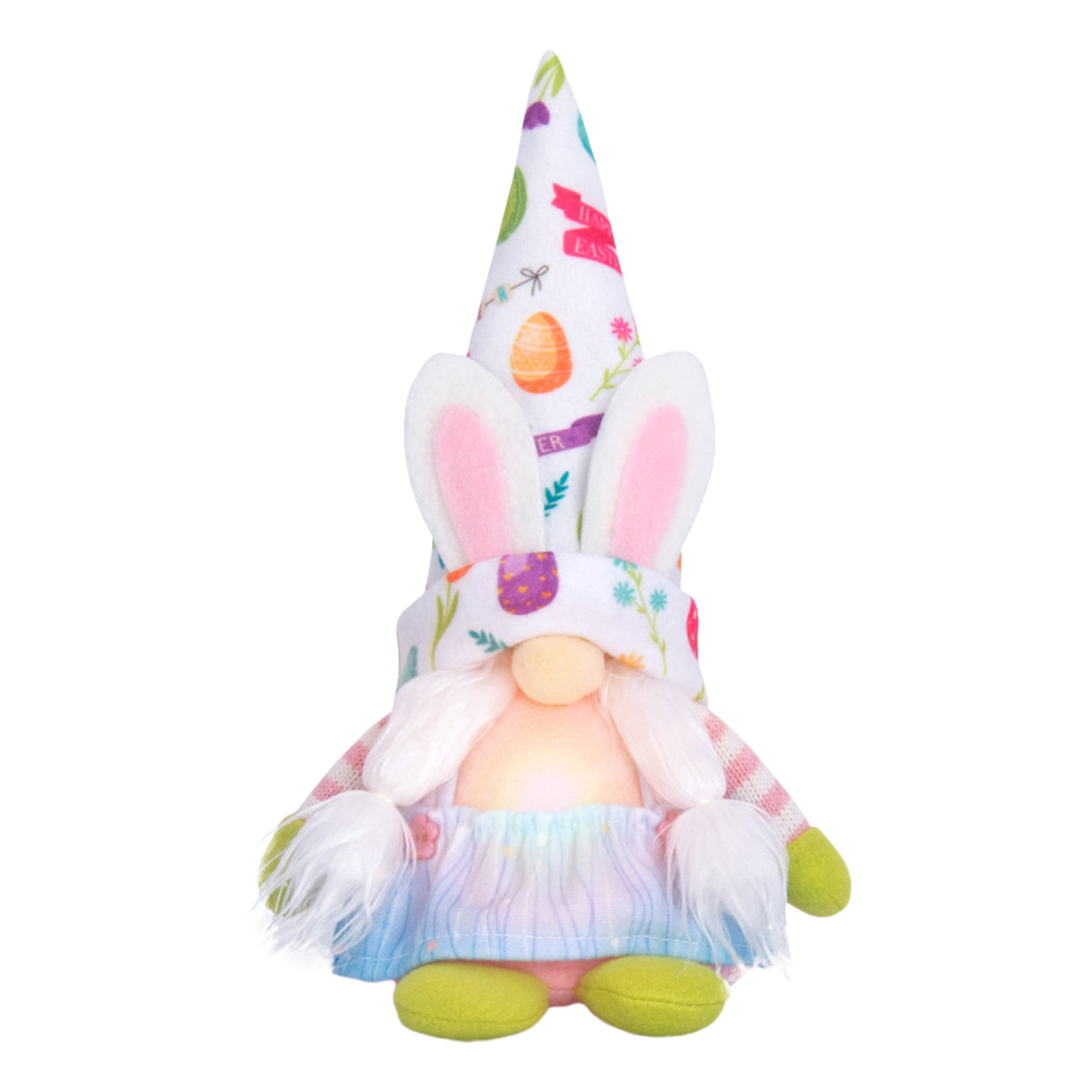 Riforla Easter Ornament Decoration Rabbit Plush Doll Rudolph Doll Easter Bunny Shape with Lights Can Light Up Home Decorations White_002